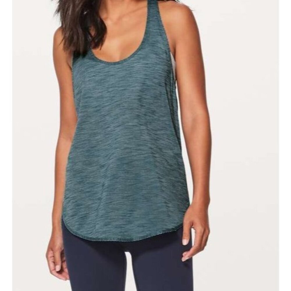 Lululemon 105 F Singlet Tank Top Heathered Desert Teal Green Women's Size 6
